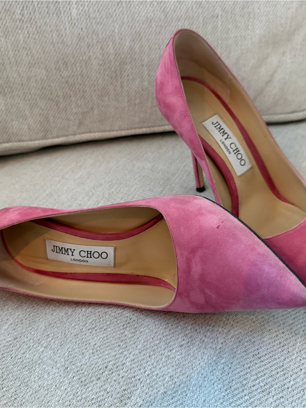 Jimmy Choo Pink Suede Pointed Toe Heels